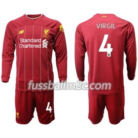 Fußballtrikots Liverpool Virgil van Dijk 4 Kinder Heim Trikotsatz 2019-2020 Langarm